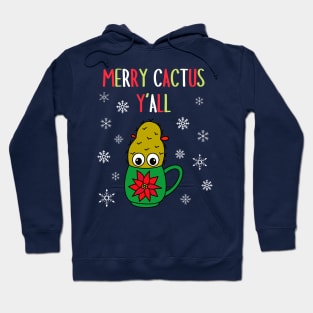 Merry Cactus Y'all - Small Christmas Cactus In Poinsettia Mug Hoodie